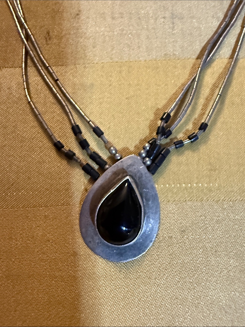Sterling silver and Onyx Native American necklace